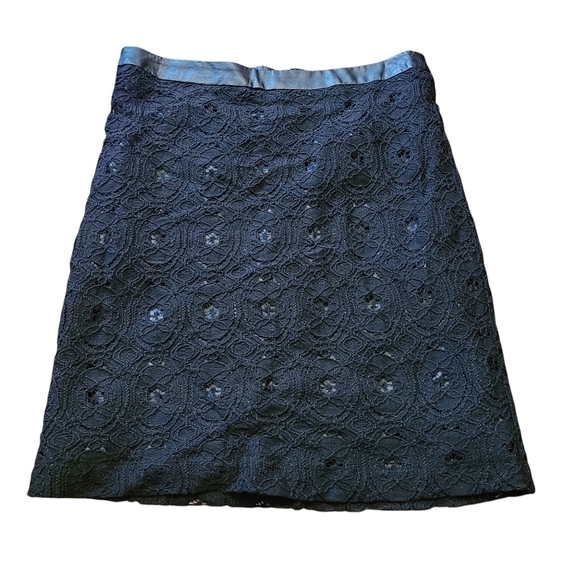 Kenar black lace floral pleather  pencil skirt - Picture 1 of 9